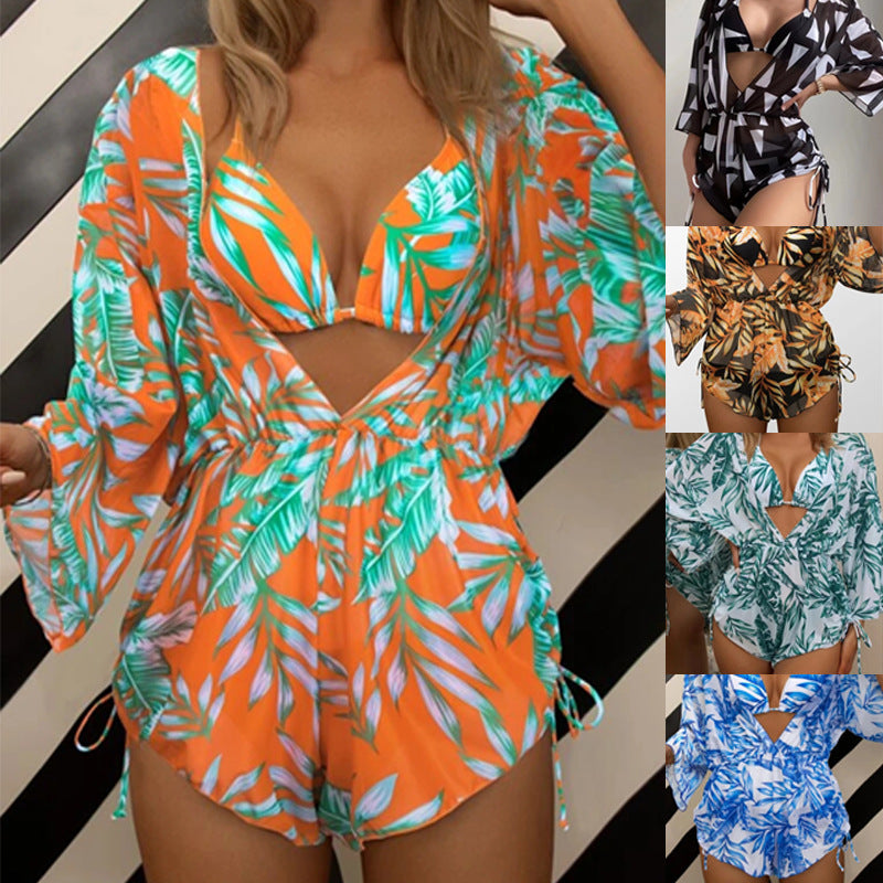 Damen Strandkleid mit floralem Muster und luftigen Ärmeln R&B