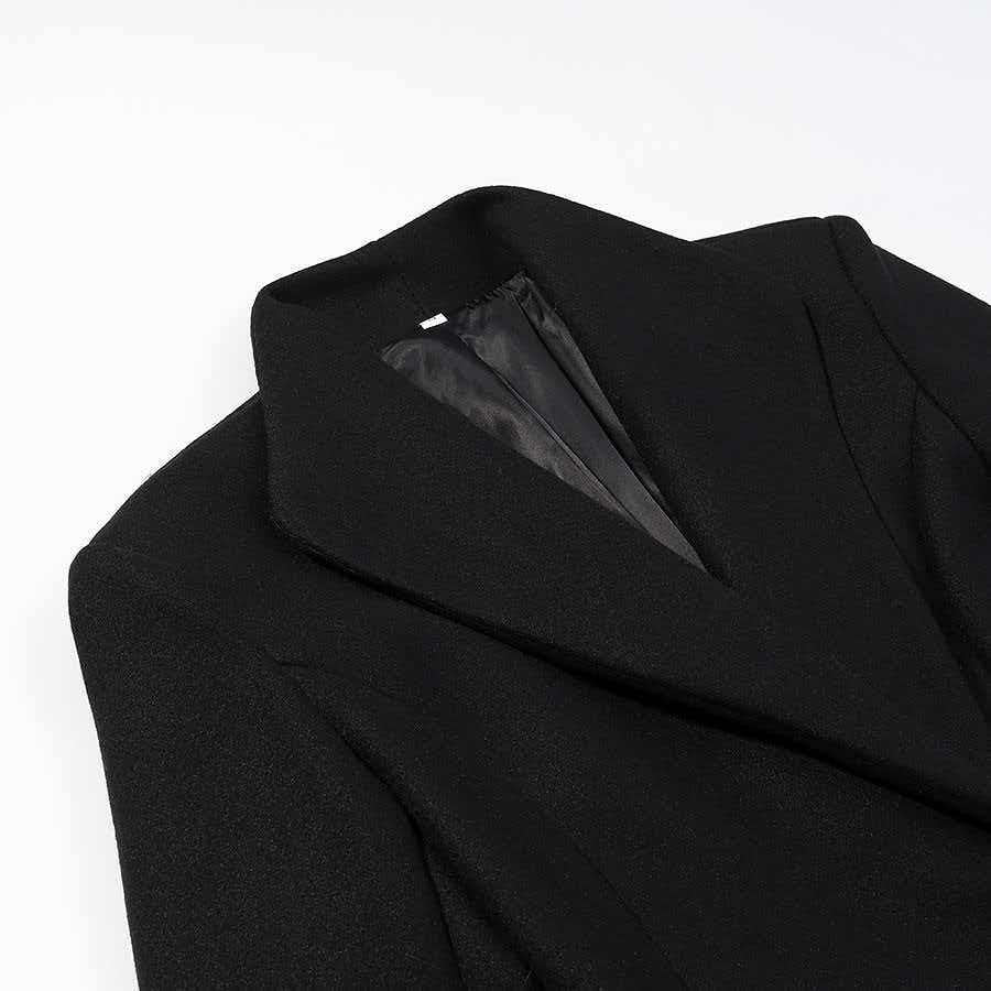 Damen nan Maxilanger Wollmixmantel mit taillierter Silhouette, Reverskragen und Pattentaschen R&B