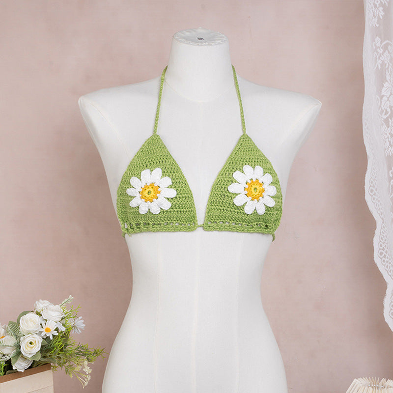 Damen Häkel-Bikinioberteil mit floralen Akzenten R&B