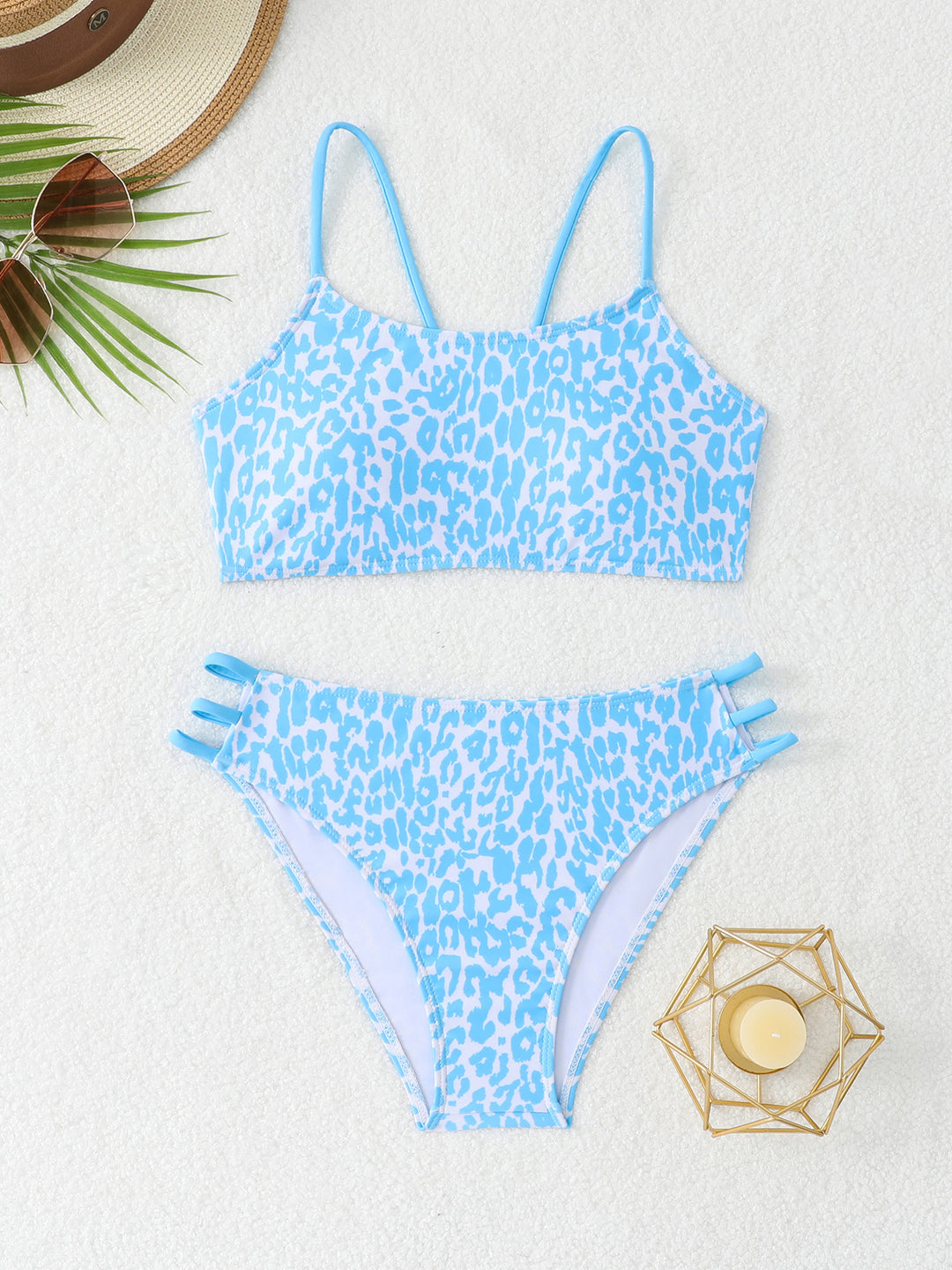 Damen Bikini-Set mit innovativen Trägerdetails und modischem Leopardenmuster R&B