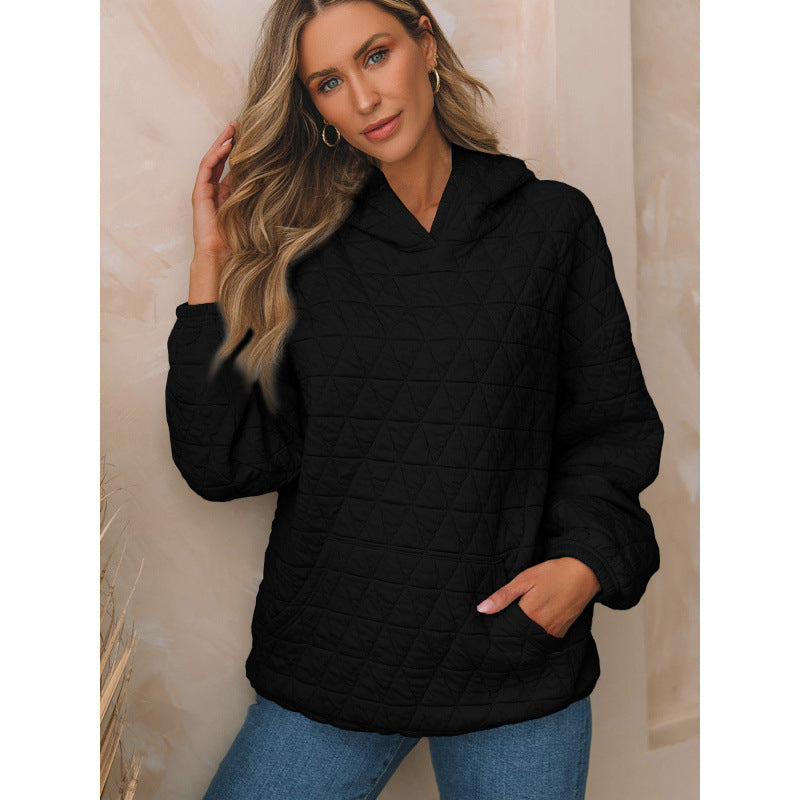 Damen gesteppter Kapuzenpullover mit praktischen Taschen R&B
