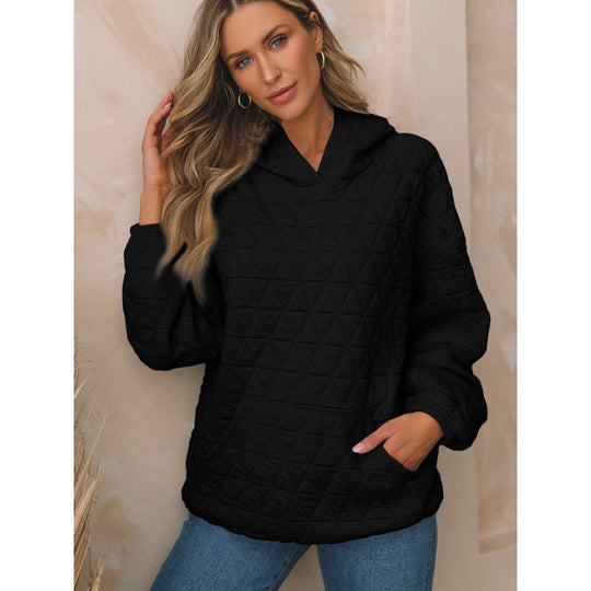 Damen gesteppter Kapuzenpullover mit praktischen Taschen R&B