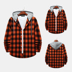 Damen Flanellhemd mit integrierter Kapuze und kariertem Design