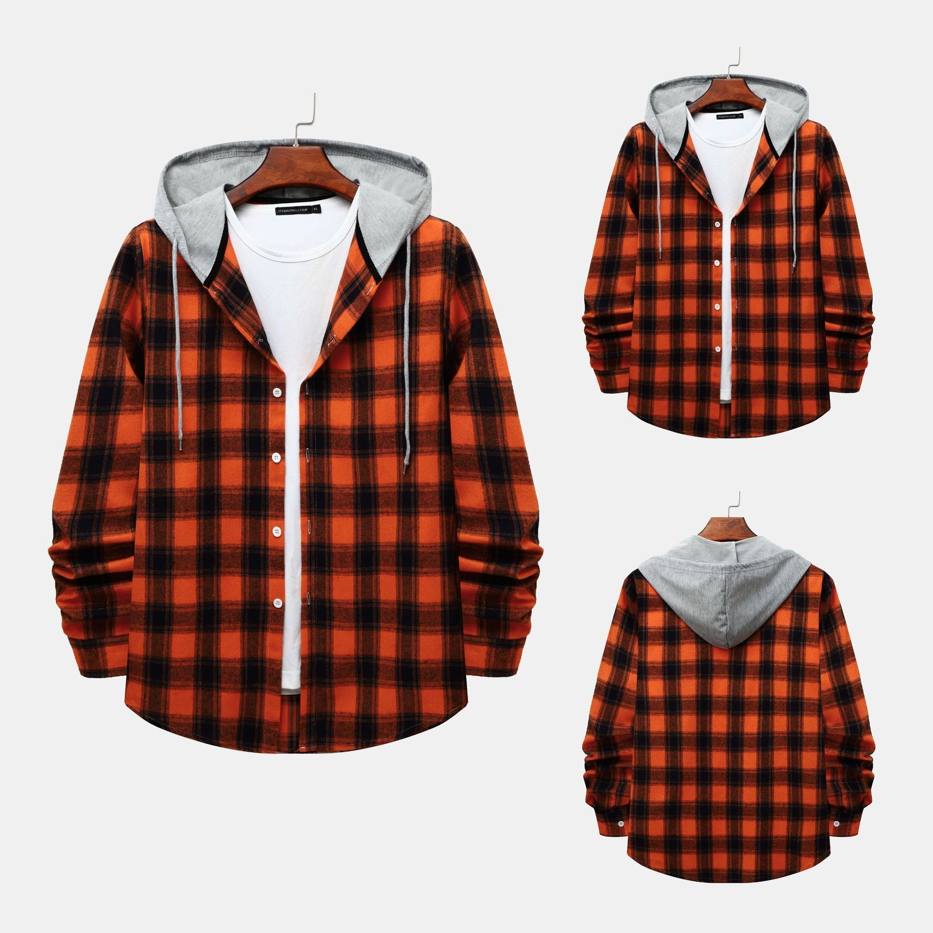 Damen Flanellhemd mit integrierter Kapuze und kariertem Design