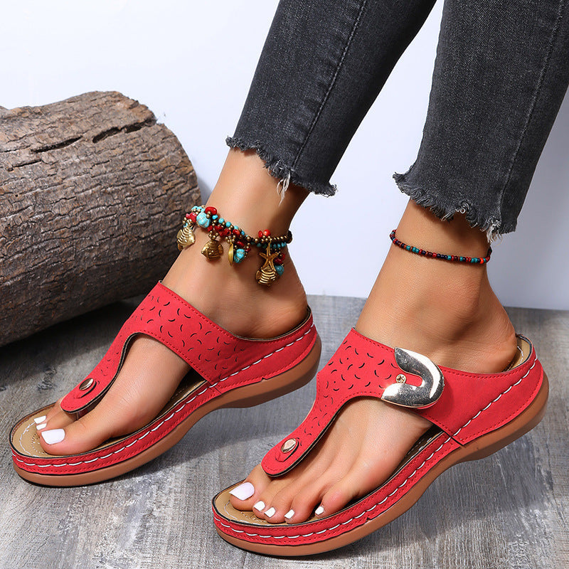 Damen Bequeme Zehentrenner-Sandalen mit verstellbarem Riemen und gepolsterter Sohle R&B