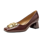 Damen Komfortable Blockabsatz-Pumps mit dekorativem Schmuckdetail