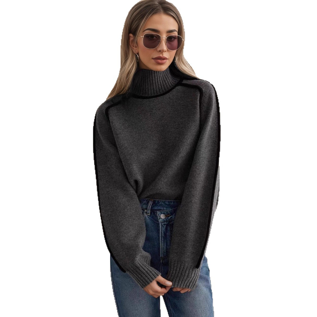 Damen Pullover mit hohem Kragen und Volumenärmeln R&B