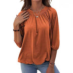 Damen lässiges Oversized-Shirt mit Rüschen und Viskose-Material R&B