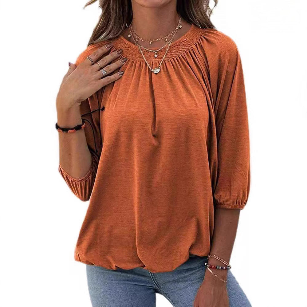 Damen lässiges Oversized-Shirt mit Rüschen und Viskose-Material R&B