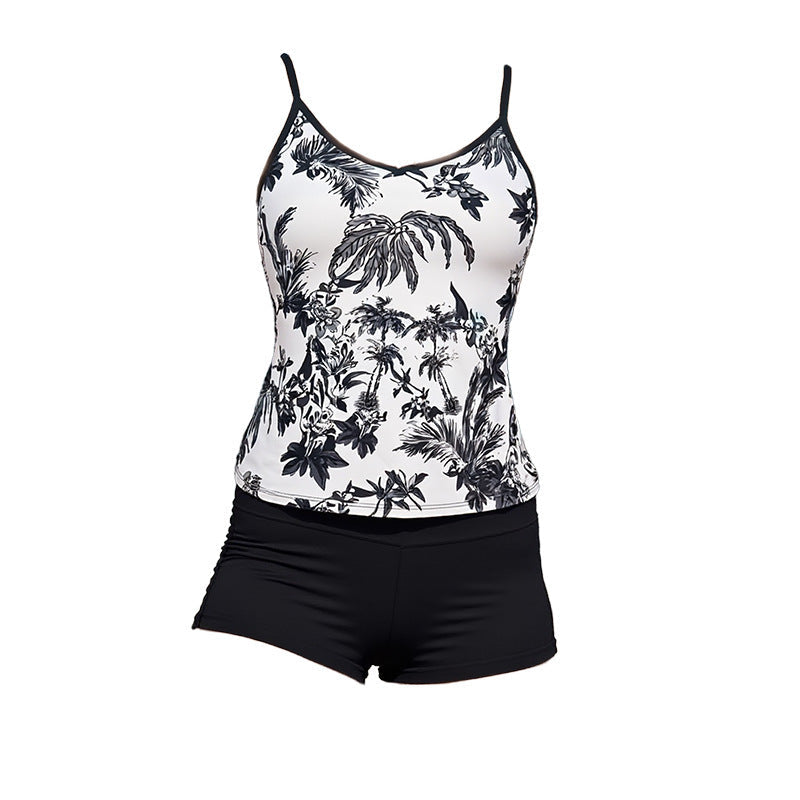 Damen Sport Tankini mit floralen Mustern und hohem Bund R&B