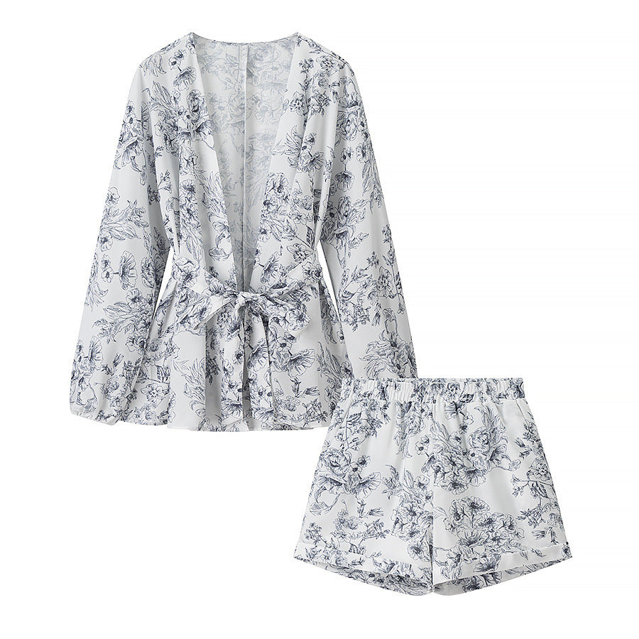Damen entspannendes Pyjama-Set mit floralem Design R&B