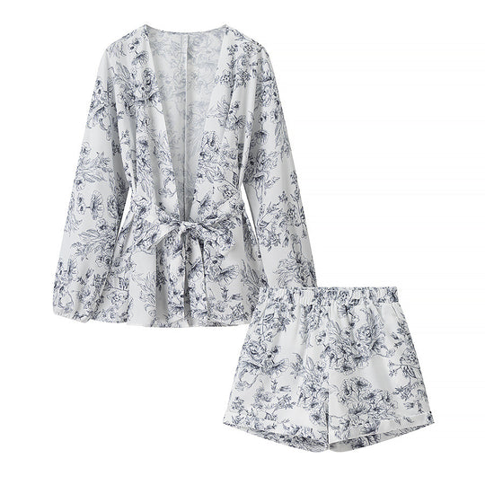 Damen entspannendes Pyjama-Set mit floralem Design R&B