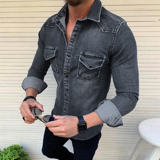 Herren Denim Hemd mit modernem Schnitt und praktischen Brusttaschen R&B