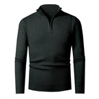 Herren nan Feinstrick-Halbzip-Pullover mit strukturierter Wellenoptik und Stehkragen R&B