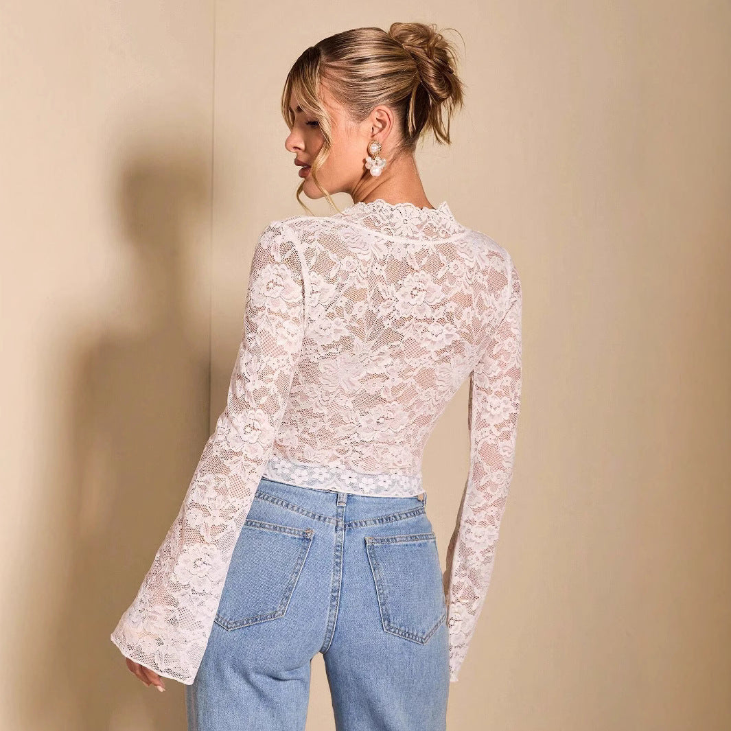 Damen Spitzenbluse mit romantischen Details R&B