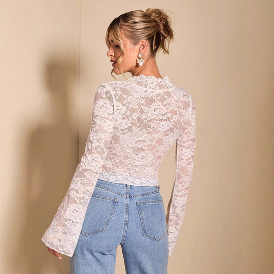 Damen Spitzenbluse mit romantischen Details R&B