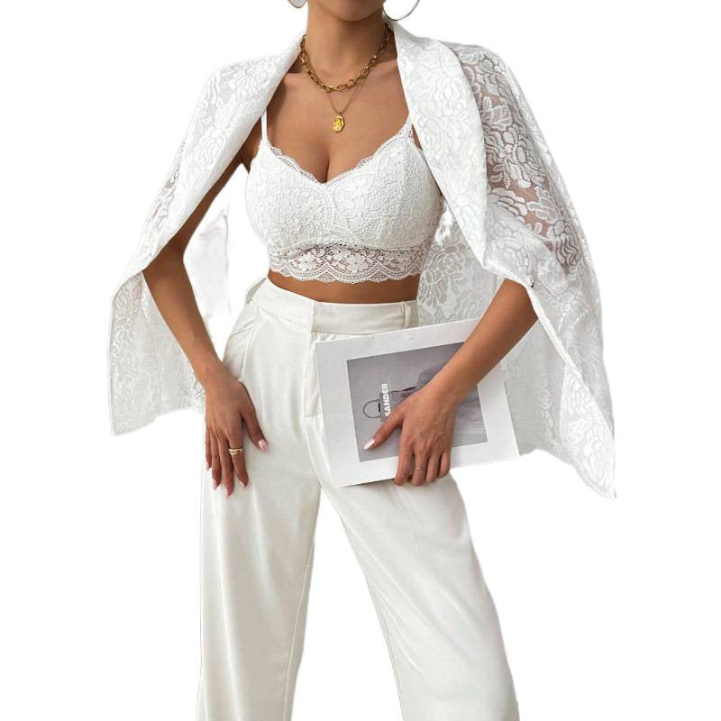 Damen Spitzenblazer mit elegantem Schalkragen R&B