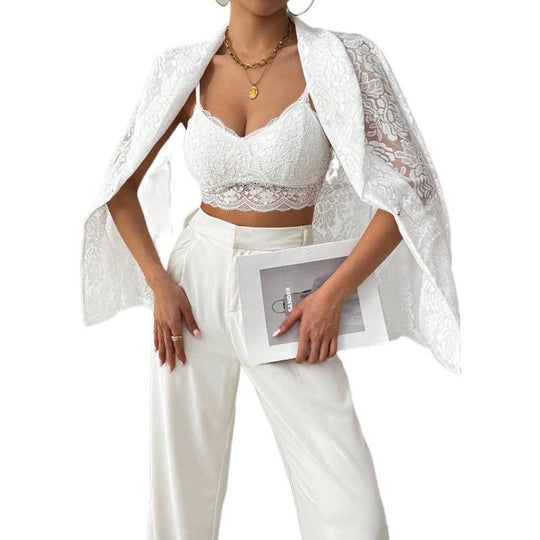 Damen Spitzenblazer mit elegantem Schalkragen R&B