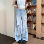 Damen Weit geschnittene Destroyed Jeans mit trendigen Details R&B