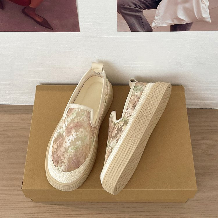 Damen Slip-On Sneakers mit floralem Stickdesign R&B