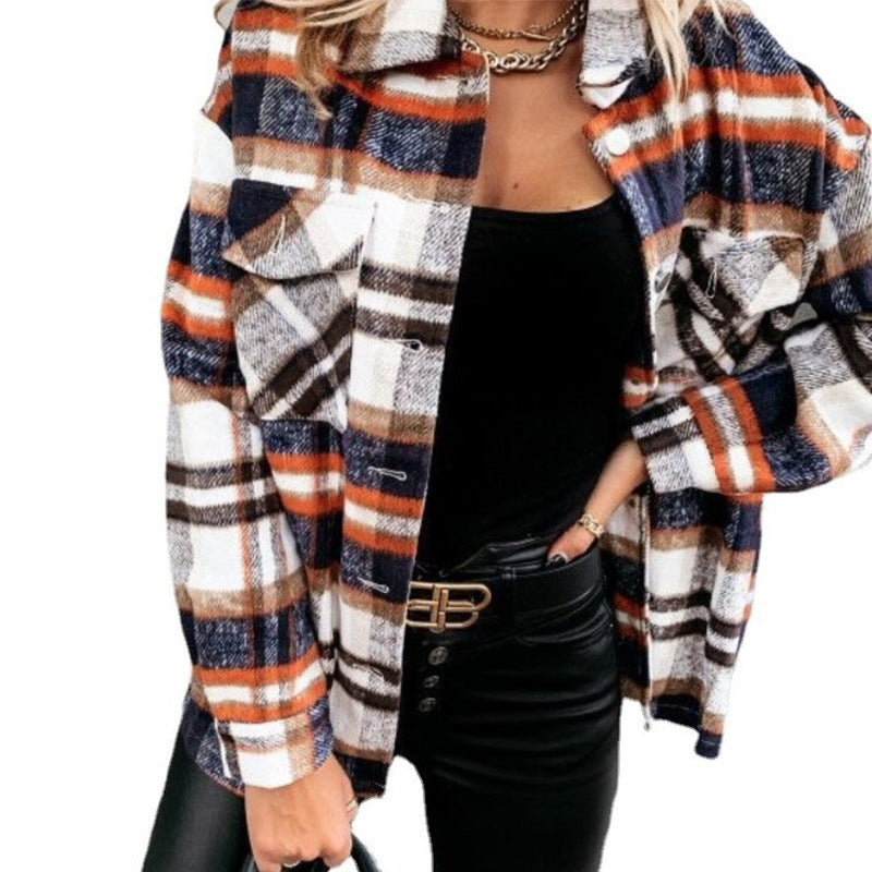Damen Karierte Overshirt Jacke aus weicher Flanellqualität