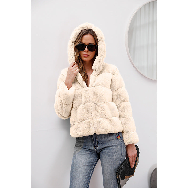 Damen weiche Fleecejacke mit Kapuze R&B