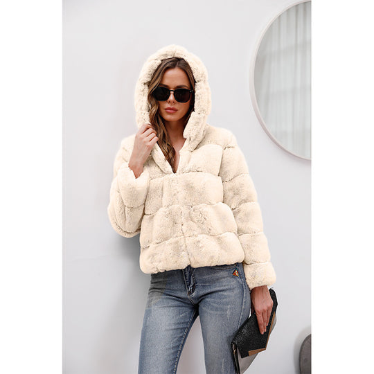 Damen weiche Fleecejacke mit Kapuze R&B