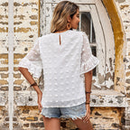 Damen Bluse mit eleganten Puffärmeln und trendigen Texturdetails R&B