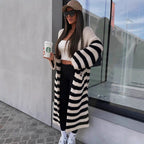 Damen Grobstrickjacke mit gestreiftem Design und lässigem Schnitt R&B
