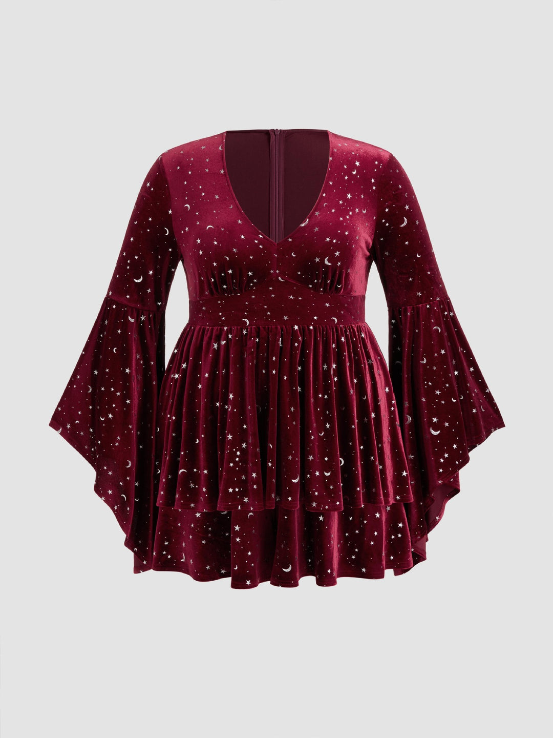 Damen Kurzes Samtkleid mit weitem Rock und aufregendem Sternenprint R&B