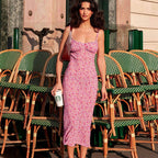 Damen Midi-Kleid mit fröhlichem Punktmuster und Raffdetails R&B