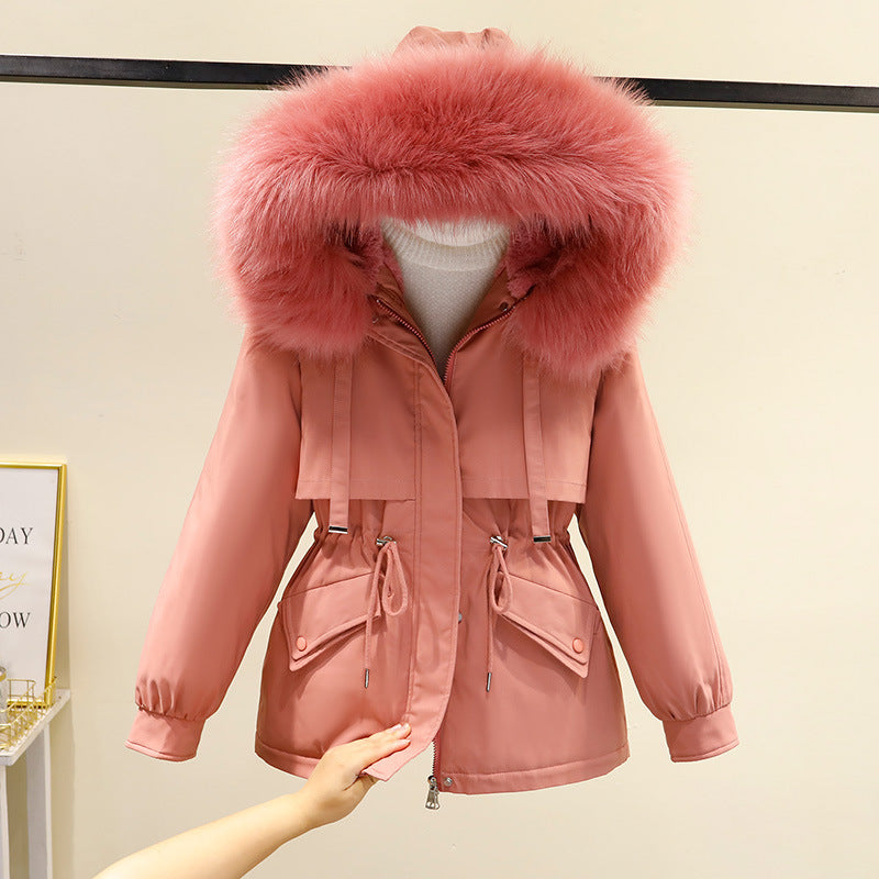 Damen Winterjacke mit funktionalem Reißverschluss und abnehmbarem Kunstpelzkragen R&B