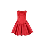 Damen Rüschensminikleid mit schulterfreiem Design und voluminösem Rock R&B