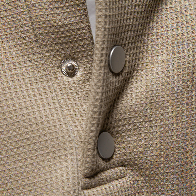 Herren Langarm-Pullover mit Knopfleiste und strukturiertem Gewe