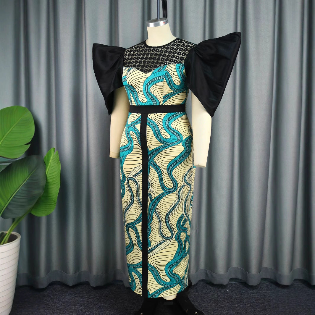 Damen Elegant designendes Maxikleid mit auffälligen Puffärmeln R&B