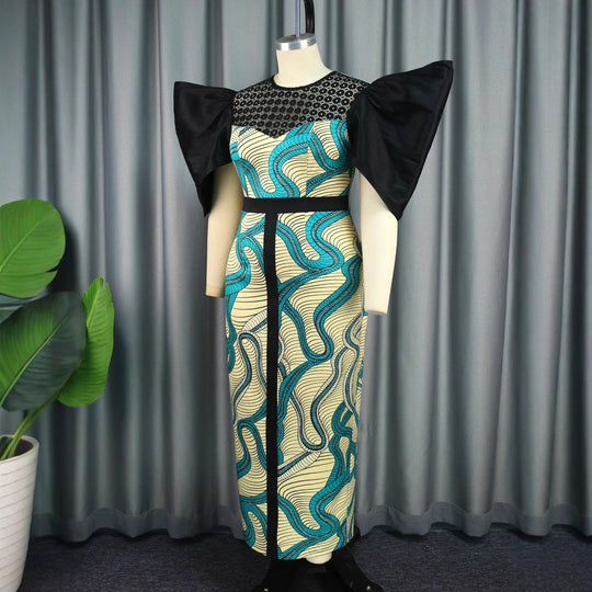 Damen Elegant designendes Maxikleid mit auffälligen Puffärmeln R&B
