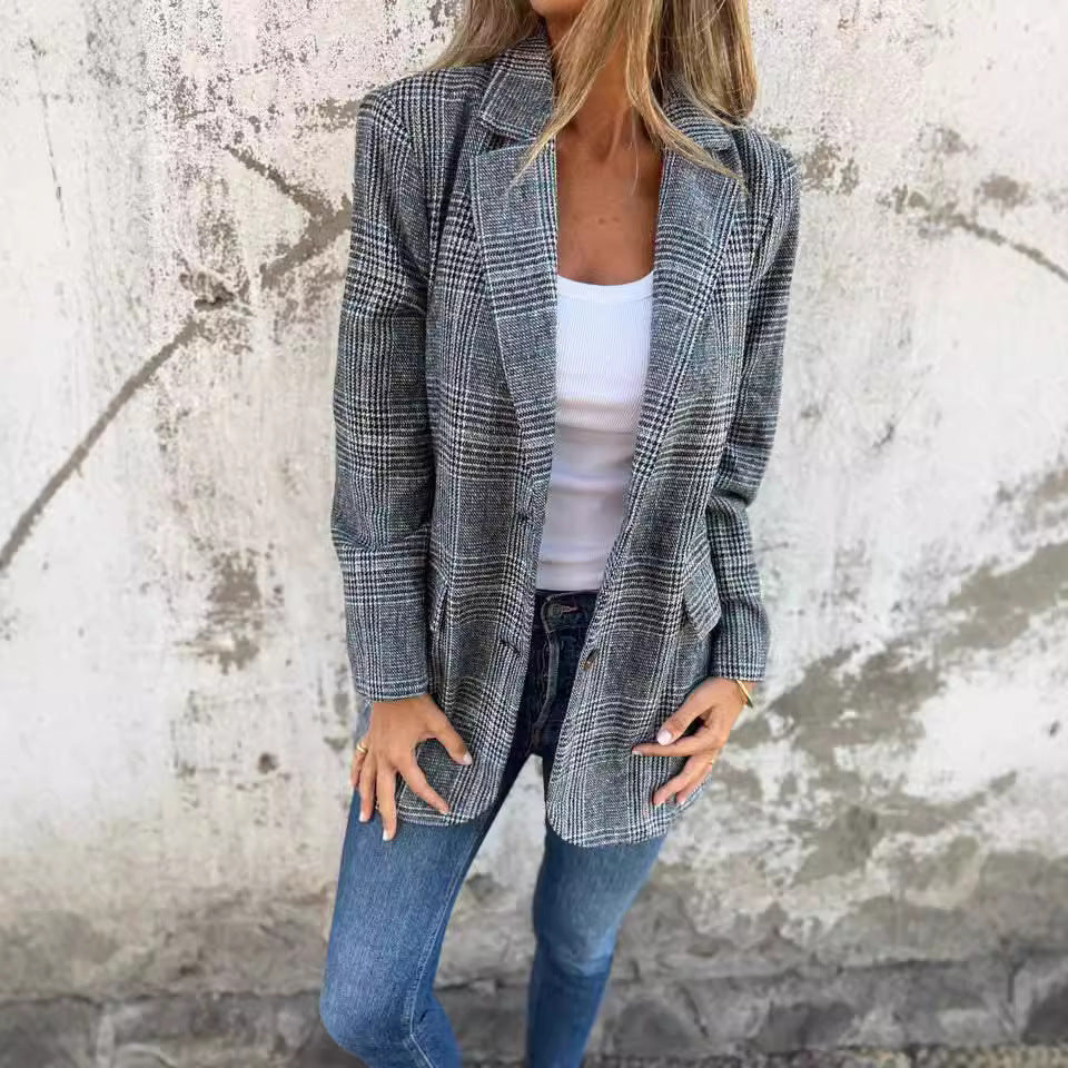 Damen Karierter Blazer Damen