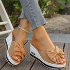 Damen Plateausandalen mit modischer Schleifenapplikation und komfortabler Sohle R&B