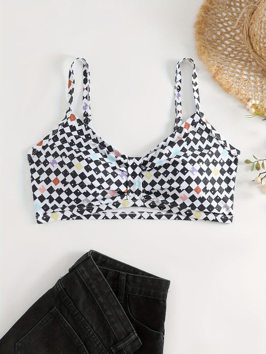 Damen Triangel-Bikini Oberteil mit modernem grafischen Muster R&B