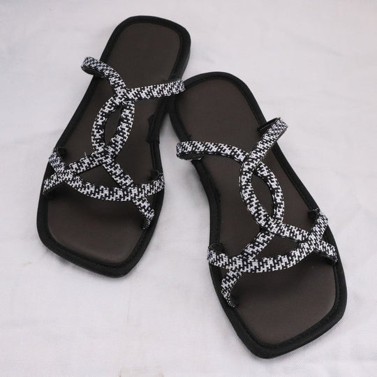 Damen Zehentrenner-Sandalen mit modischem Überkreuz-Design und ergonomischem Fußbett R&B