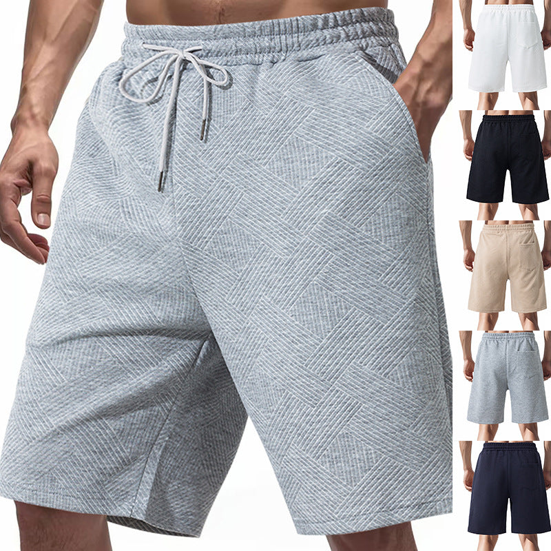 Herren nan knielange Textur-Badeshort mit elastischem Kordelbund und seitlichen Eingrifftaschen R&B