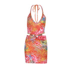 Damen verspieltes Minikleid mit floralem Design und verstellbaren Trägern R&B