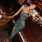 Damen Figurbetontes Kleid mit elegantem Muster und feinen Trägern R&B