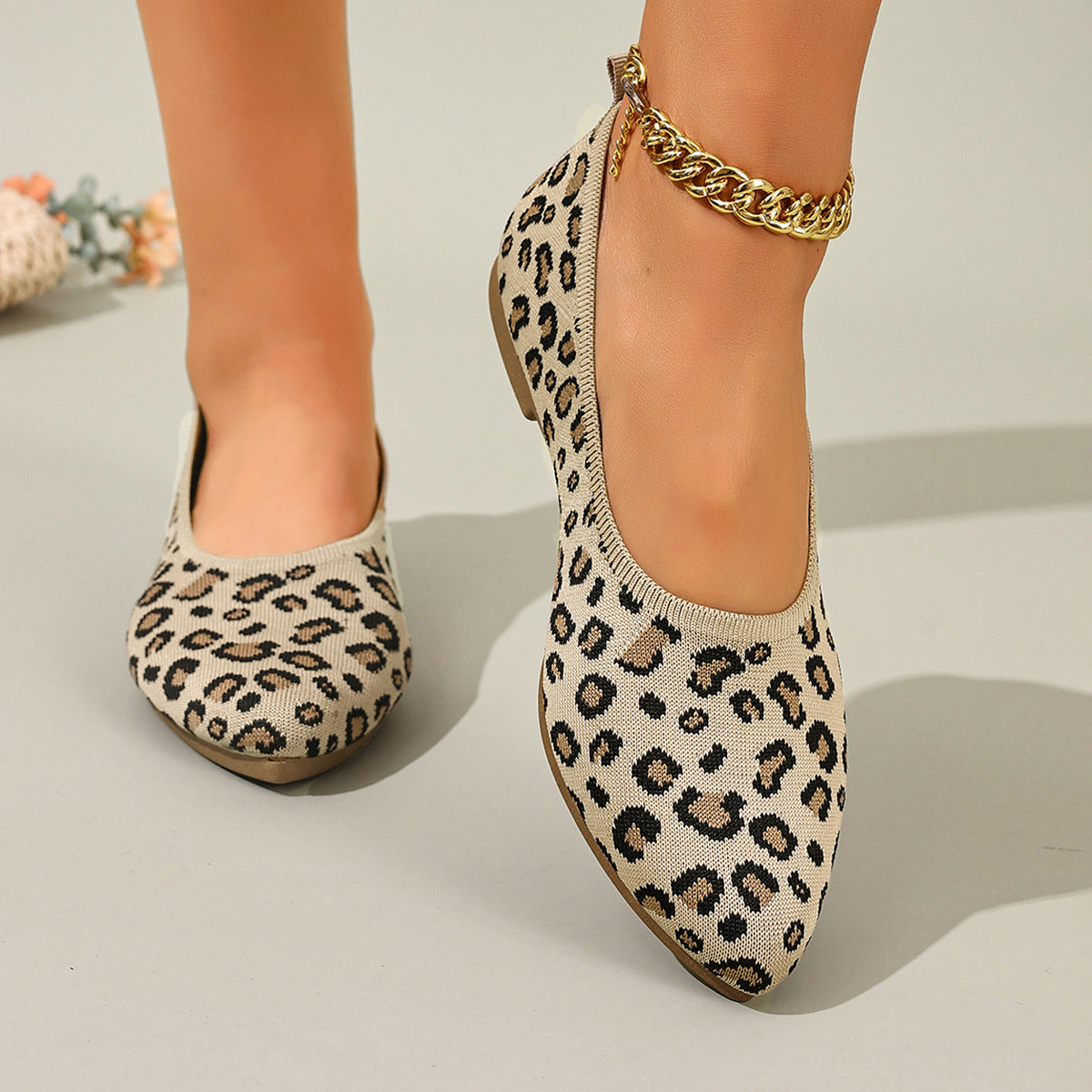Damen Ballerinas mit elegantem Leopardenmuster und weichem Fußbett R&B