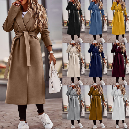 Damen eleganter und warmer Wollmantel R&B