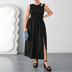 Damen Maxikleid mit seitlichem Schlitz und elegantem Design R&B