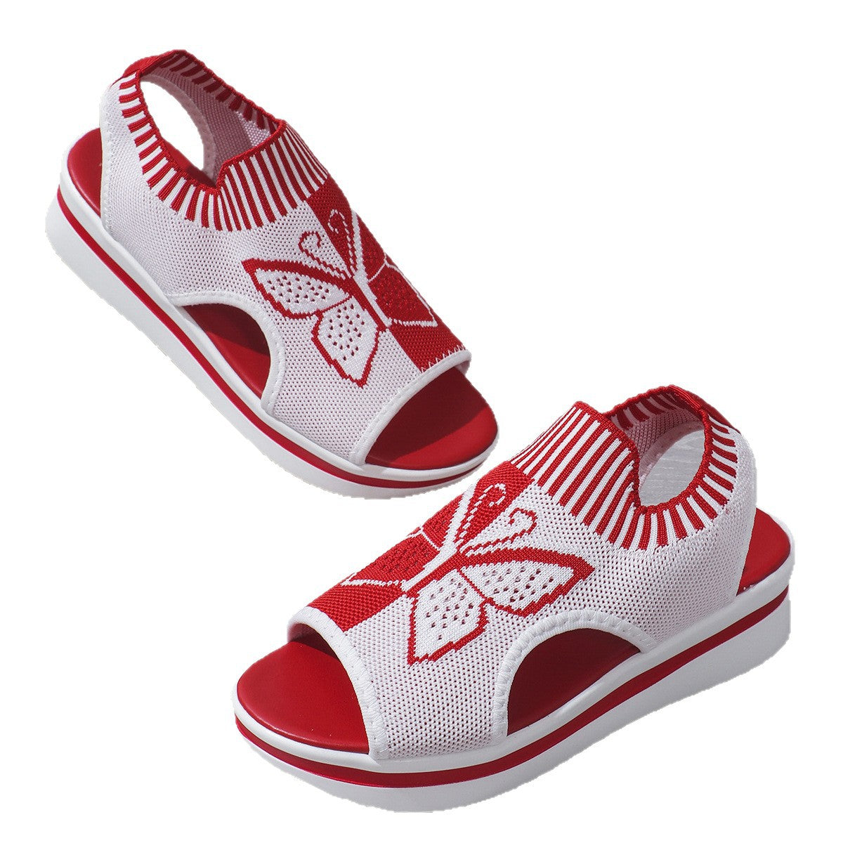 Damen Schnürsandalen mit dekorativem Schmetterlingsdesign und rutschfester Sohle R&B