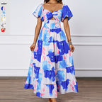 Damen Maxikleid mit voluminösen Puffärmeln und romantischem Schnitt R&B