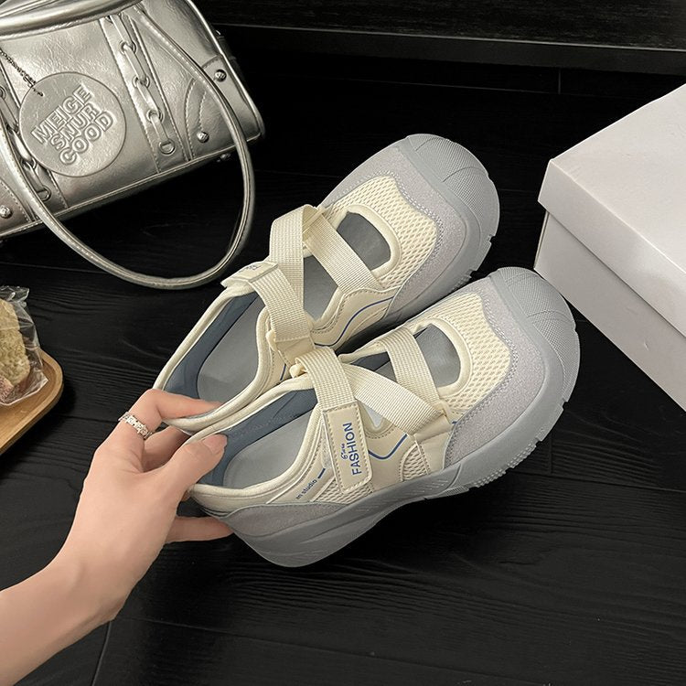 Damen modische Sneaker mit einzigartigem Riemchendesign und atmungsaktiver Oberflächenstruktur R&B