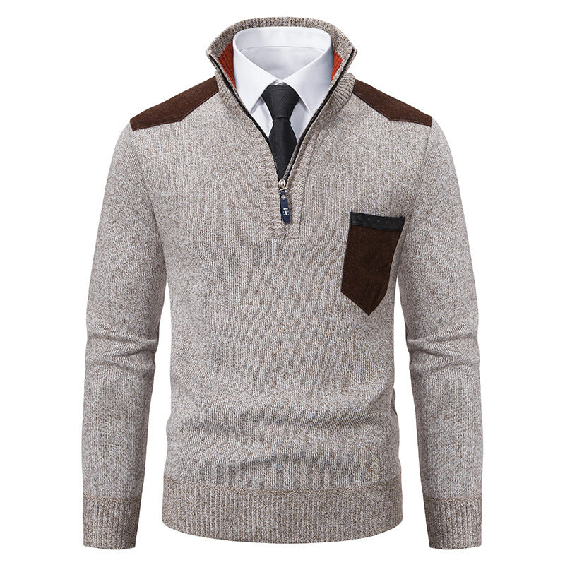 Herren lässiger Pullover mit halbem Reißverschluss und modernem Kragen R&B